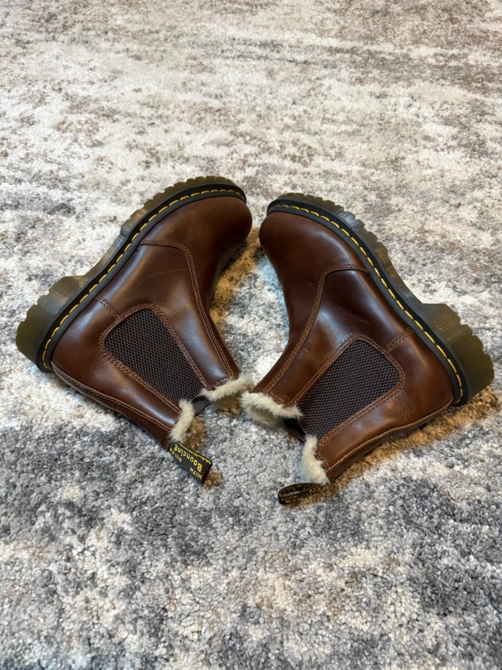 Dr. Martens Brown Leather Chelsea Boots with Shearling Trim - Picture 7 of 9